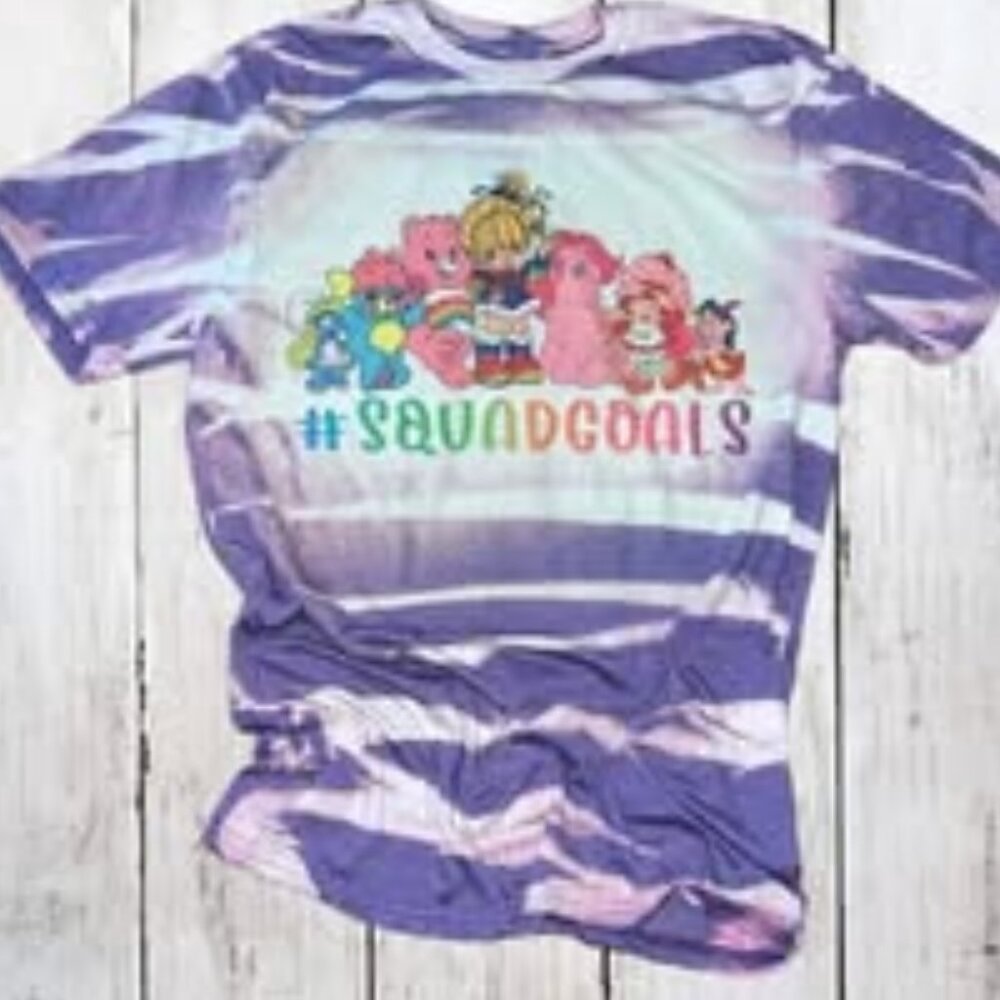 Custom Bleached Retro Vintage Cartoon Squad Goals T-shirt Women's size Medium